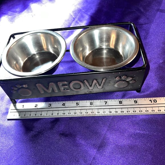 πWhisker City "Meow" Double Diner Cat Bowl, 0.5-cup Copper - Steel - Picture 7 of 14